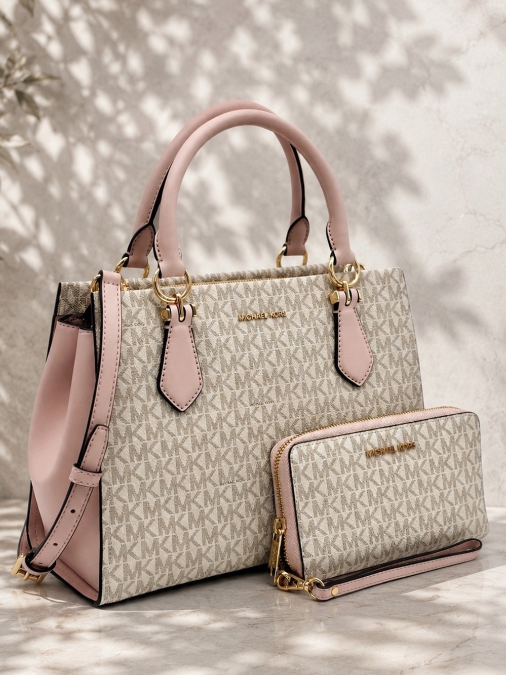 Michael Kors Marilyn Medium Satchel Crossbody Bag And Wallet Set